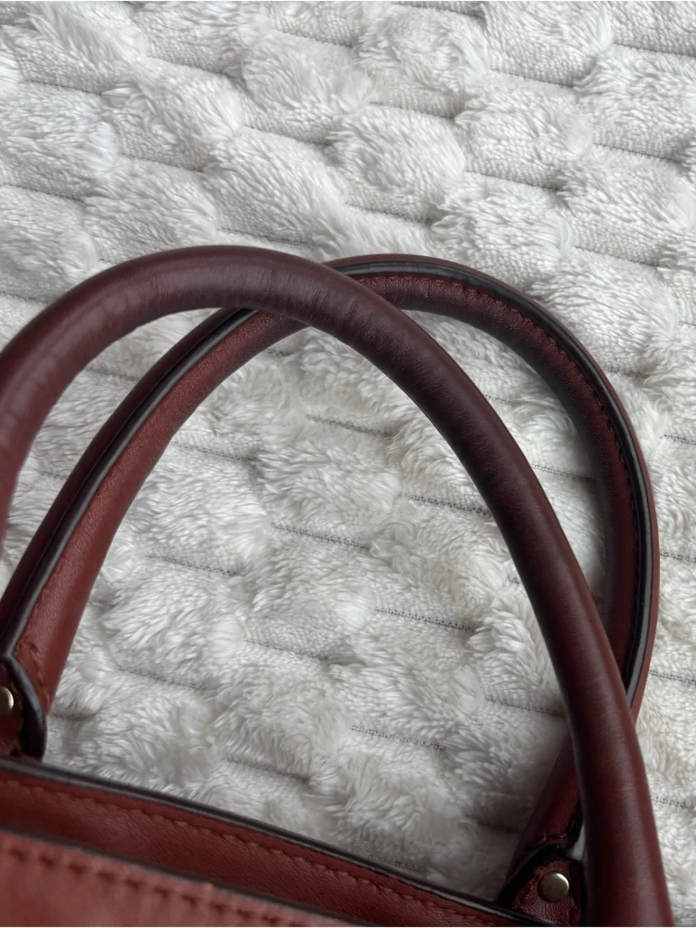 Coach chestnut Brown Leather Double Handle Satchel Bag Tassel Coach